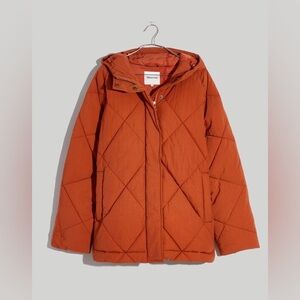 NWT Madewell Women's Holland Quilted Puffer Parka Orange Jacket - Plus 2X